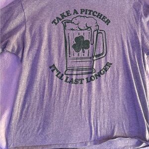 Gray Graphic Tee with Green Print